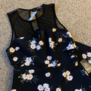 Black floral cocktail dress